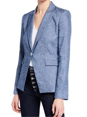 Veronica Beard Athens Dickey Jacket Blue Metallic Weave Size 4 NWT